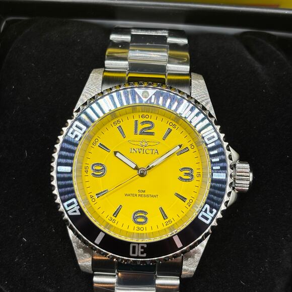 Invicta Specialty 49345 Men 40mm Yellow Dial Black Bezel Stainless Steel Quartz - Picture 1 of 17